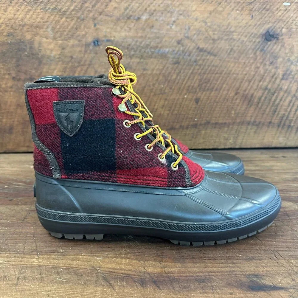 Polo Ralph Lauren Men's Claus Buffalo Check Lace-Up Boot 10